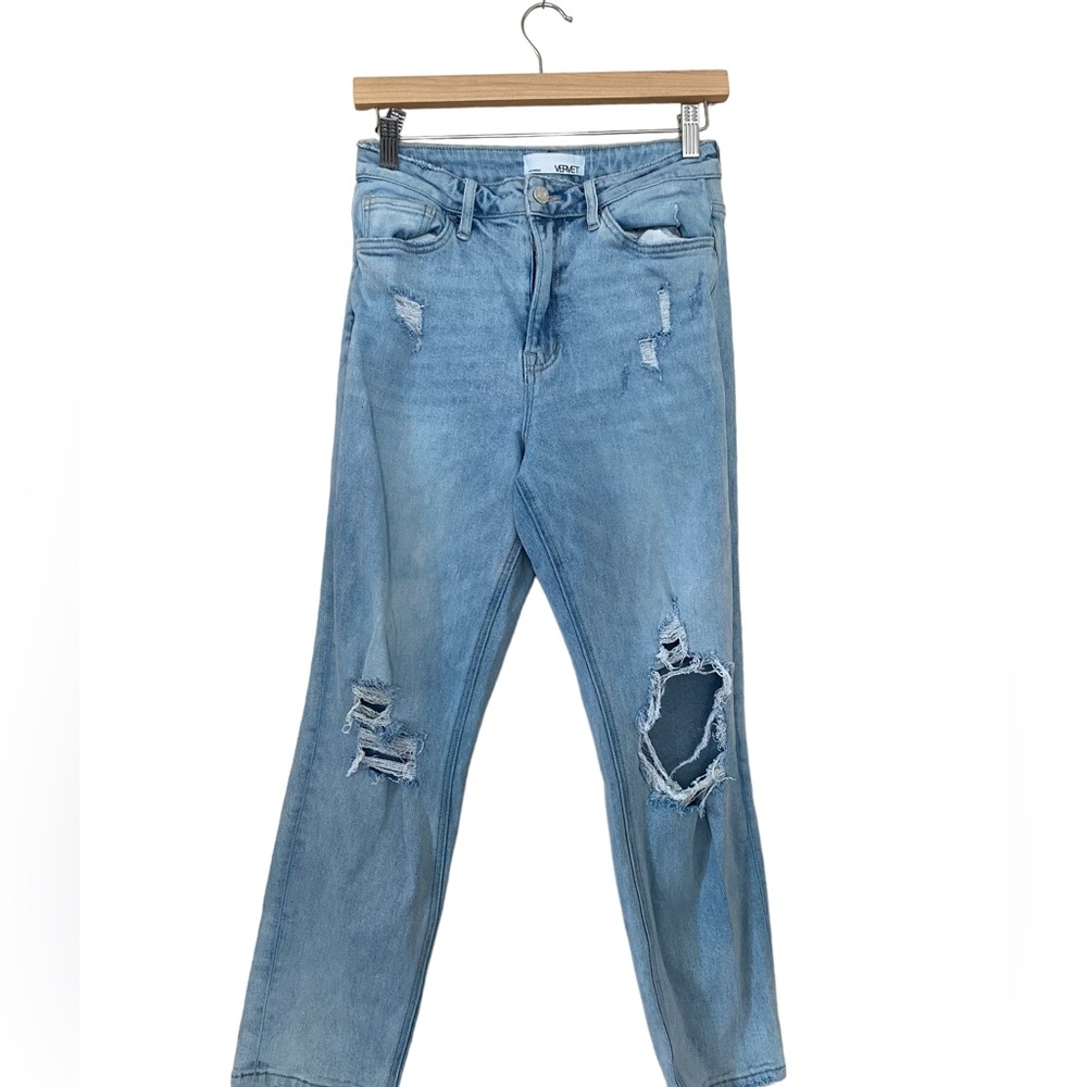 Vervet Jeans 27 Mom Ankle High Rise Ripped Stretch Flying Monkey Denim